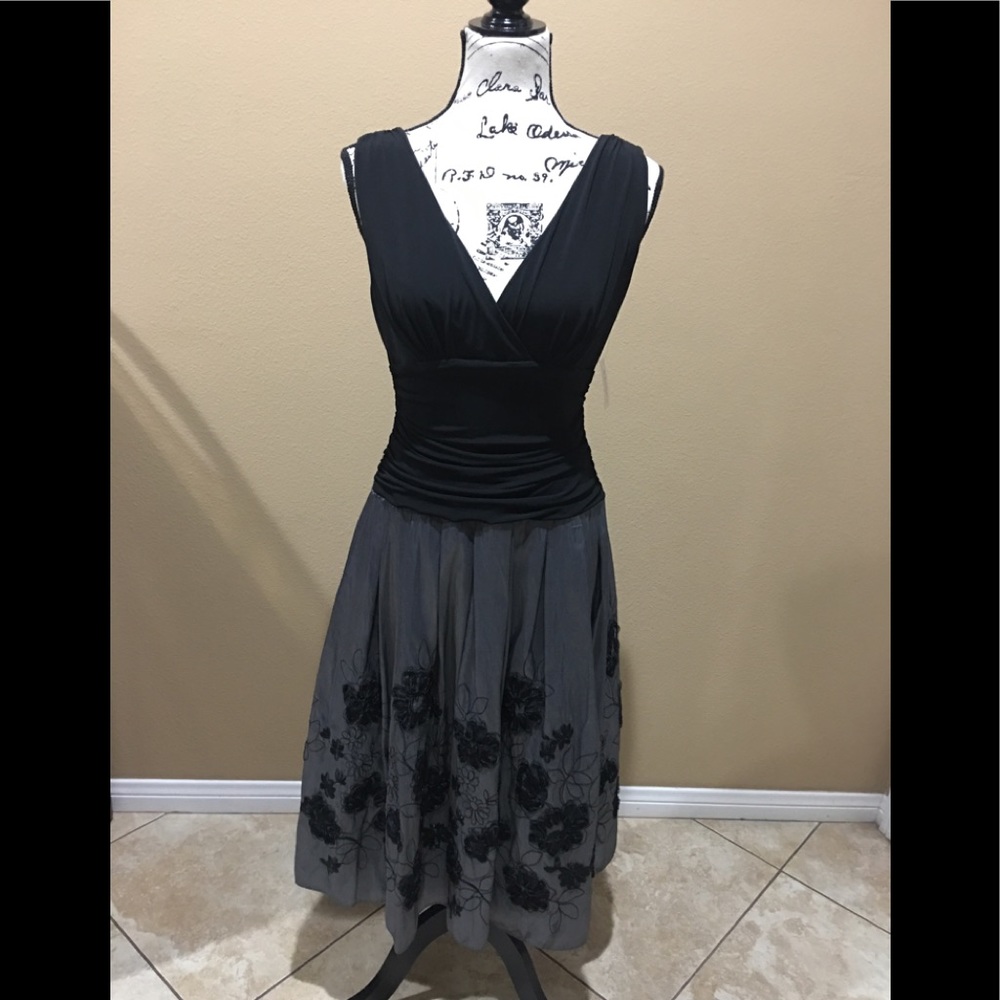 NEW-Ladies black and sliver charcoal evening dress